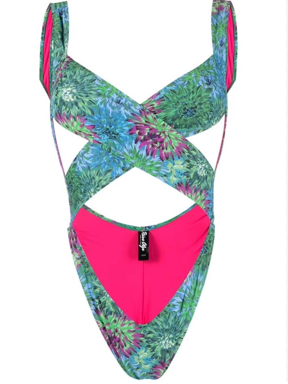 Reina Olga Floral Print Cutout One-Piece Swimsuit